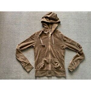 EXPRESS Hoodie Womens Sweatshirt XS Brown Long Sleeve Full Zip 2 Pocket
